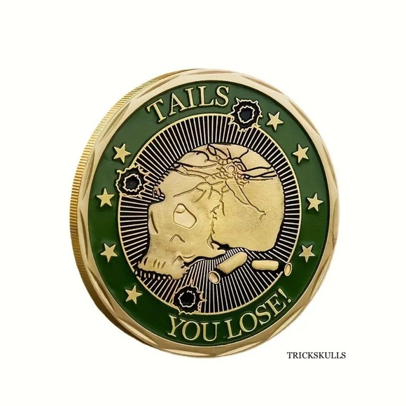 Soldier Skull Enamel Coin in Stainless Locket & 45 - 60cm Wheat Link Chain - Picture 7 of 11